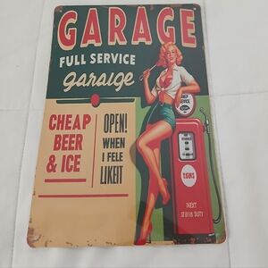 Vintage-Style Pinup Girl Metal Tin Sign – Retro Bombshell Art 12" x 8" – New